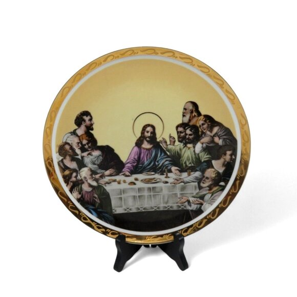 LAST SUPPER Decorative Gold Trimmed Ceramic Plate Japan Vintage 10" - Picture 2 of 10